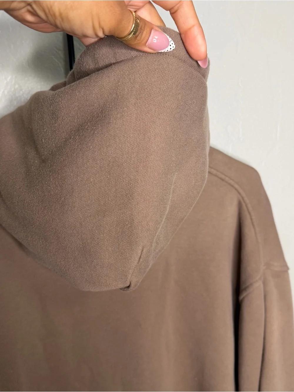 Darc Sport Tan Rhinestone Angel Wings Oversized Hoodie Sweatshirt Sz M